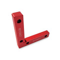 Machined aluminium right angle block with scale for woodworking jigsaw fixturing.