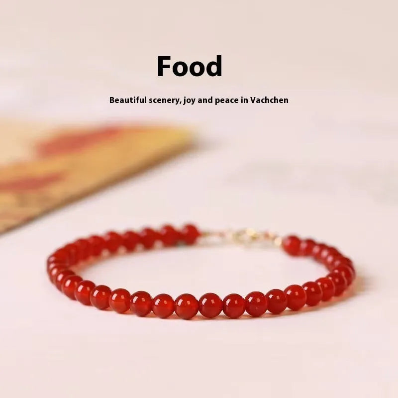 Ultra-thin red agate women's bracelet for travel commemoration gifts.