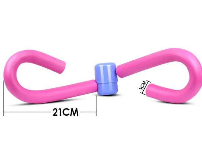 PVC leg training clip exercise equipment in pink, purple, blue, or grey colours.