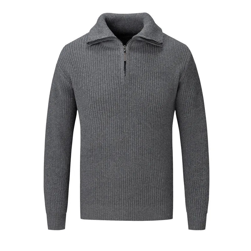 Men's slim fit solid colour pullover sweater in polyester blend fabric for autumn and winter wear