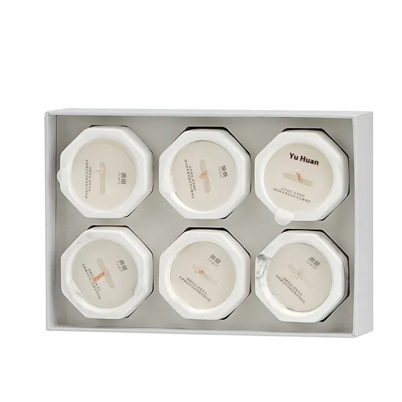 Ink octagon cup aromatherapy candle gift set with six scents in resin cups