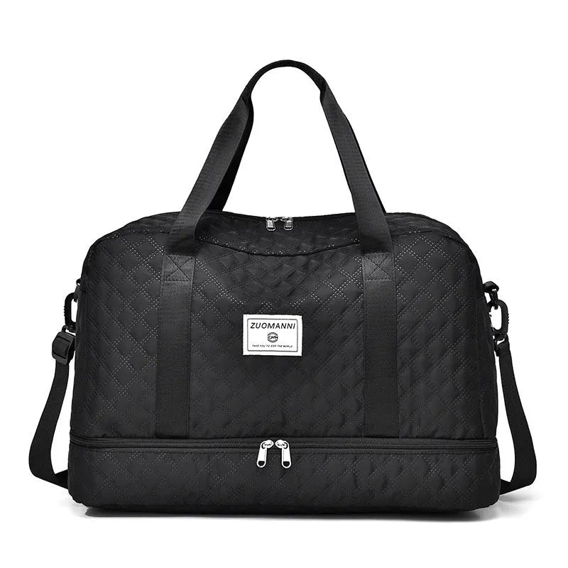 Oxford cloth leisure travel bag in a solid colour with a 36-55L capacity.