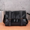 Black Korean style men's anti-theft commuter backpack made from PU material