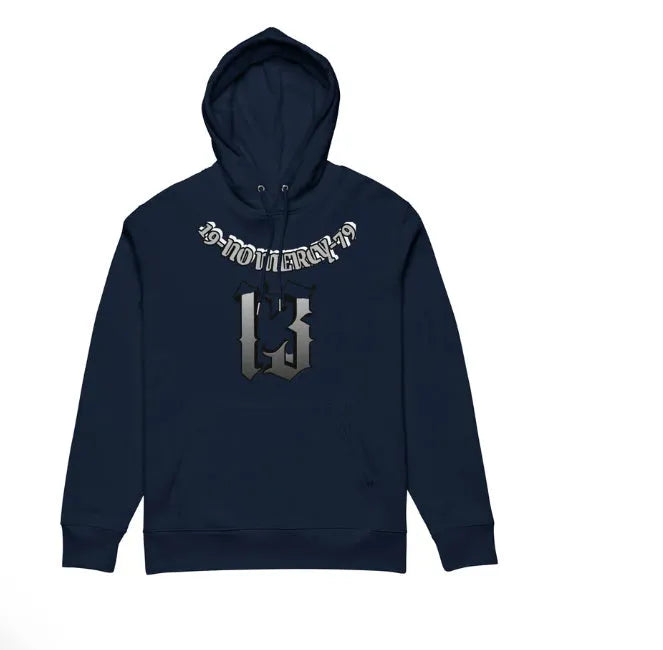 A loose-fit hooded pullover sweater with fleece lining, shown in team uniform context.
