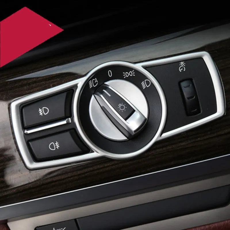 Silver ABS plastic decorative strip sticker for BMW headlight switch frame