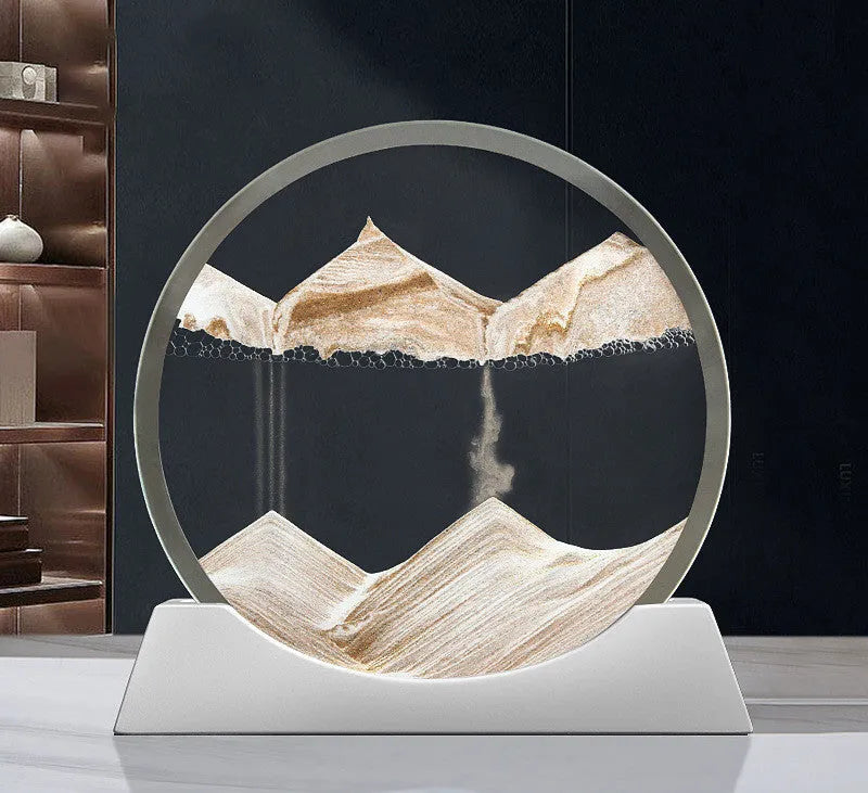 12-inch rotary quicksand painting night lamp with modern minimalist design and embroidered glass