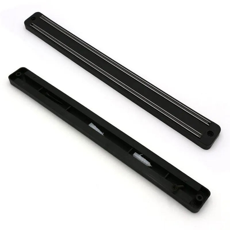 50cm magnetic knife holder with stainless steel strip and plastic body on a wall