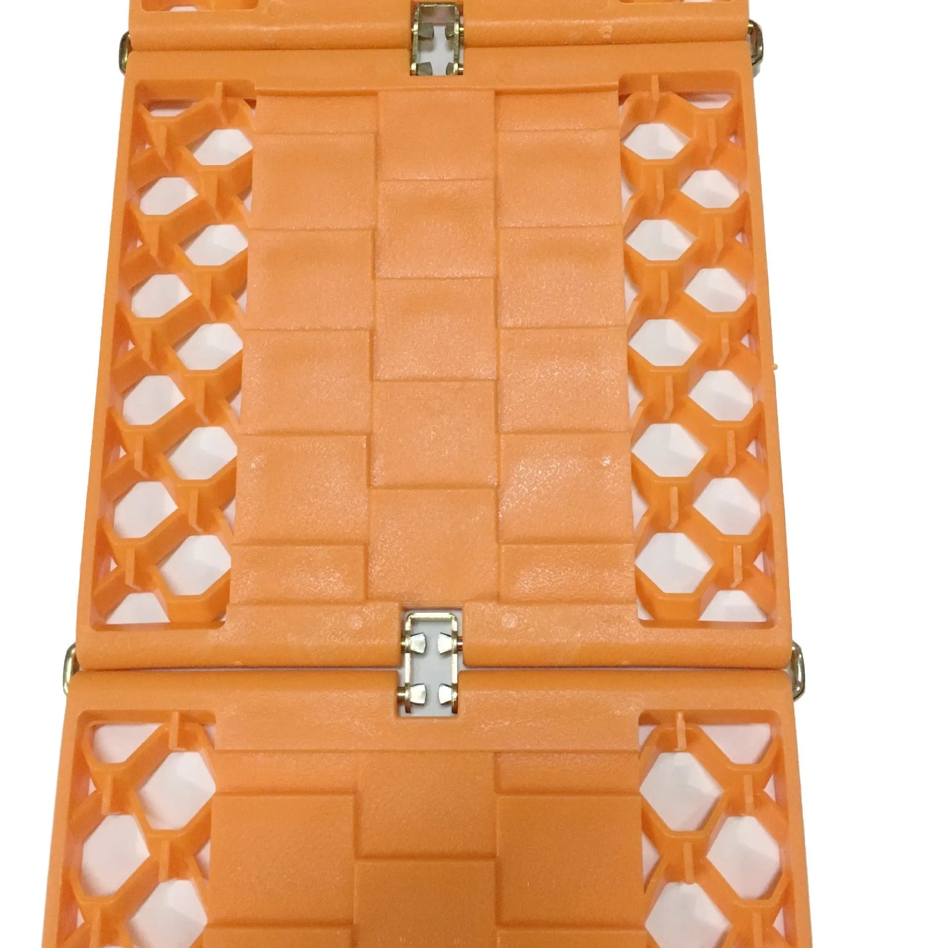 Orange folding vehicle rescue board showing rubber grip surface and folded size