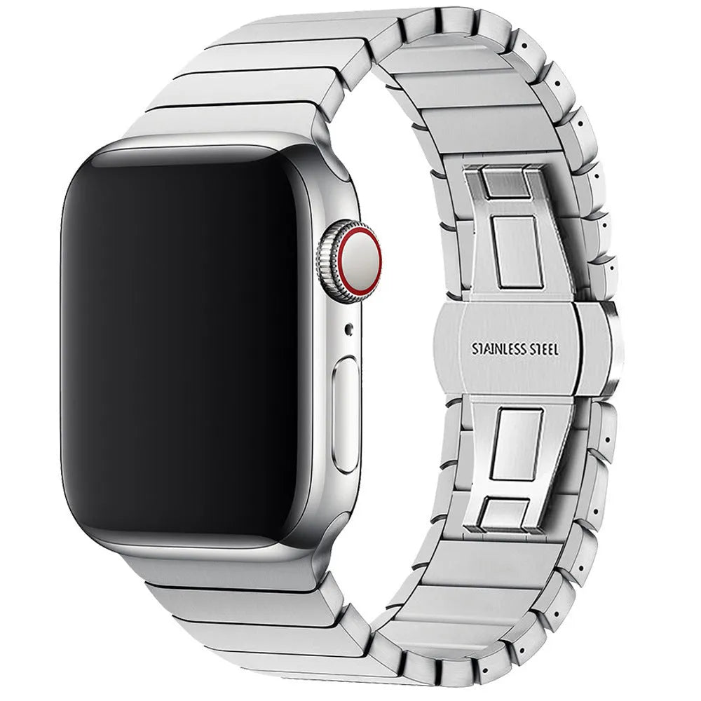 Stainless steel one bead bamboo joint watch strap for Apple Watch with butterfly clasp in assorted colours