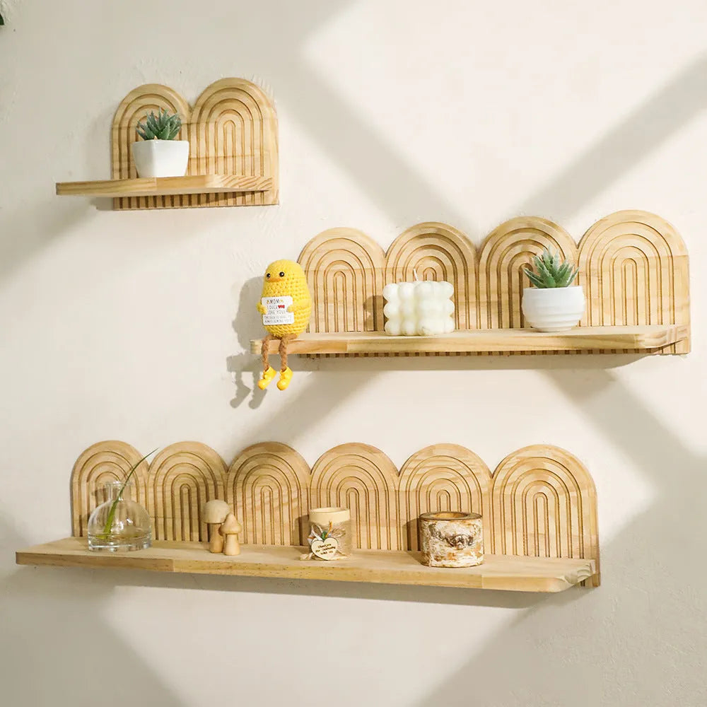 Multi-layer wooden wall flower pot storage rack with pendant mounting for indoor plant display