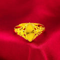 Alluvial gold coloured open diamond flower ring with geometric texture on brass metal