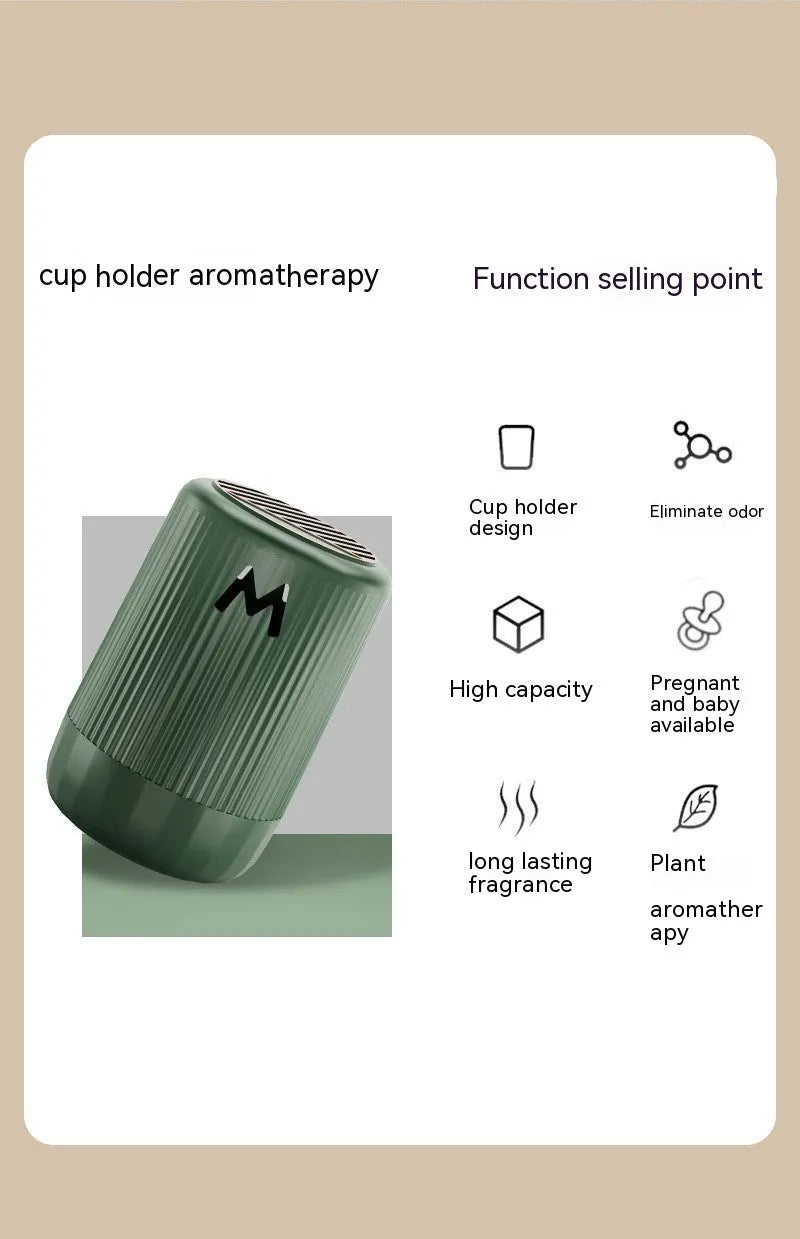 Solid car aromatherapy decorative cup in choice of four fragrances, measuring 10 by 6 centimetres.