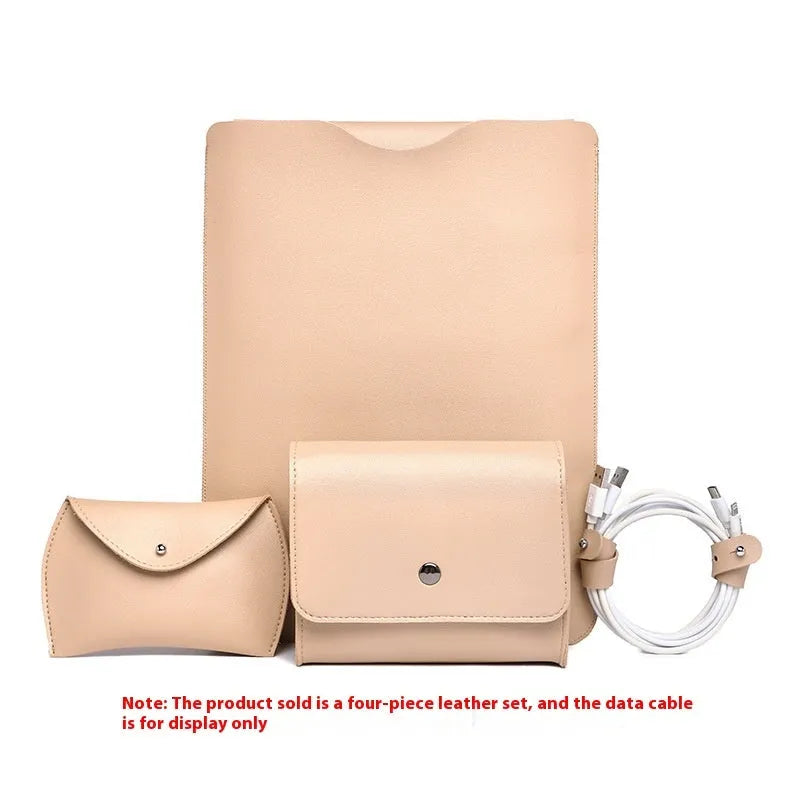 Four-piece leather edge protector set for notebooks in multiple colours with lock edge design