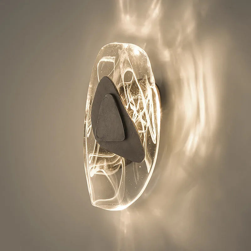 Black ice block crystal wall lamp with LED light, width 205mm, height 315mm, modern minimalist design