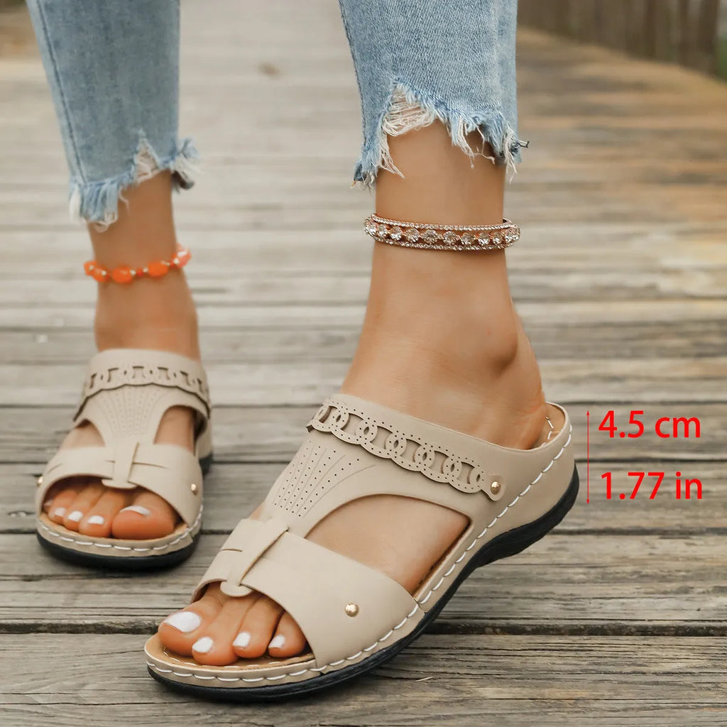 Roman style slippers with slope heel and fish mouth toe holder in multiple colours