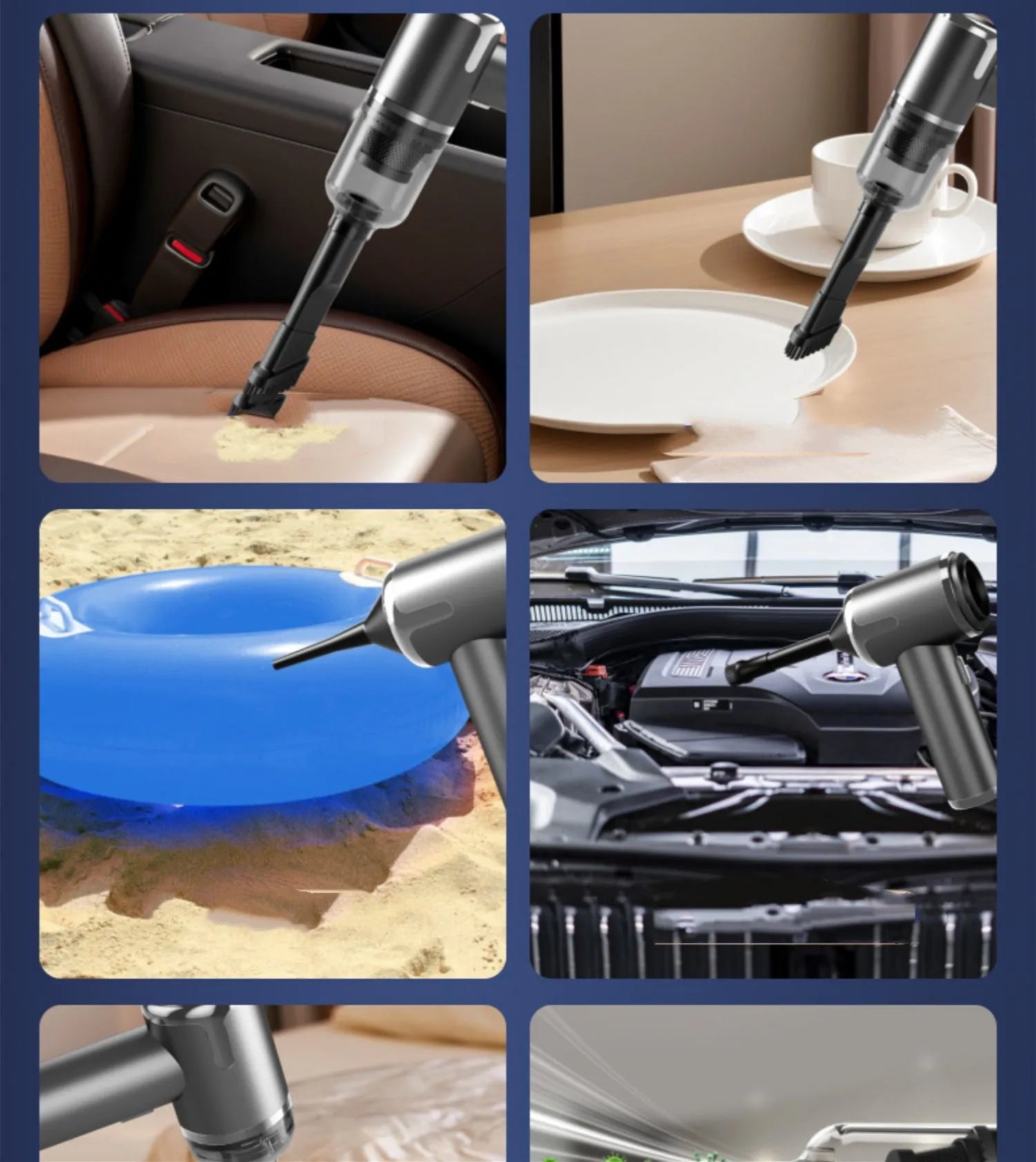 Handheld cordless vacuum cleaner with attachments for car and home cleaning