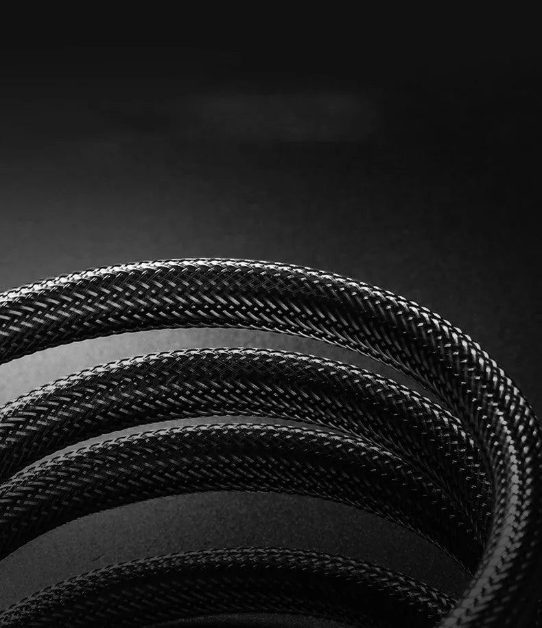 5 metre long black High Speed HDMI cable with gold-plated connectors on a white background.