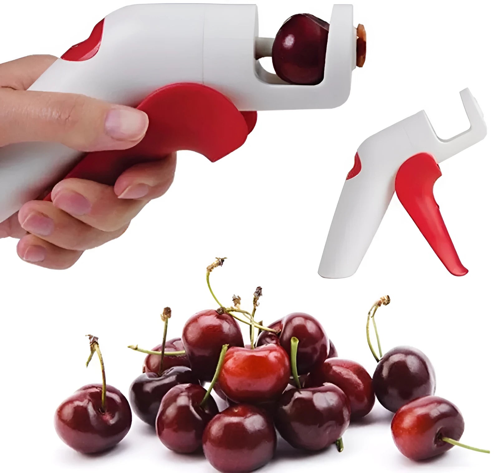 Cherry kernel remover kitchen tool with suction cup base for pitting fruit