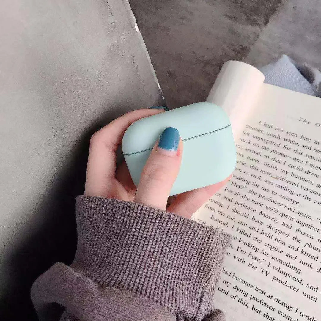 Plastic protective case for AirPods Pro earbuds shown in a selection of colours.