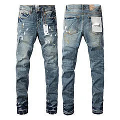 Black men's slim fit skinny jeans with a straight leg and button-fly cardigan opening.