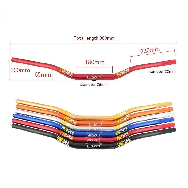 Orange aluminium scrambling motorcycle handlebar with 28mm diameter and 80cm width measurement