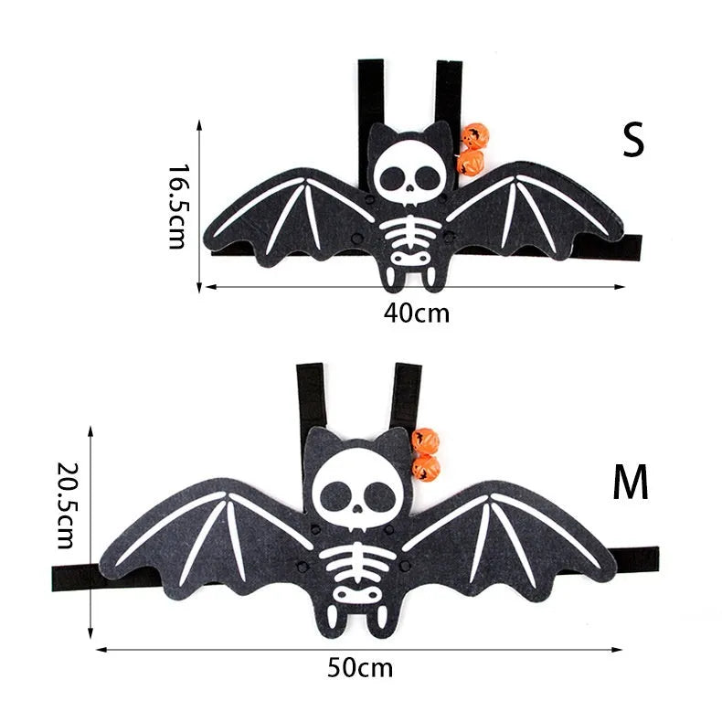 Halloween batwing cat costume in felt material with optional jingle bells