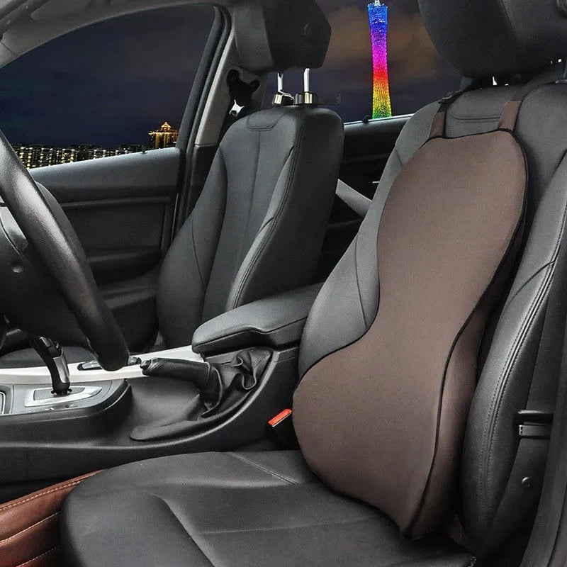 Memory cotton car waist back cushion in solid colour with universal design for driving comfort