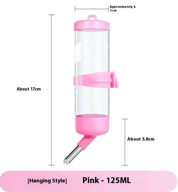 Leak-proof ball kettle pet water feeder in green, pink, blue, white, or yellow with glass tube.