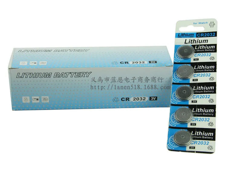 Pack of 5 CR2032 3V lithium button batteries for remote controls and scales