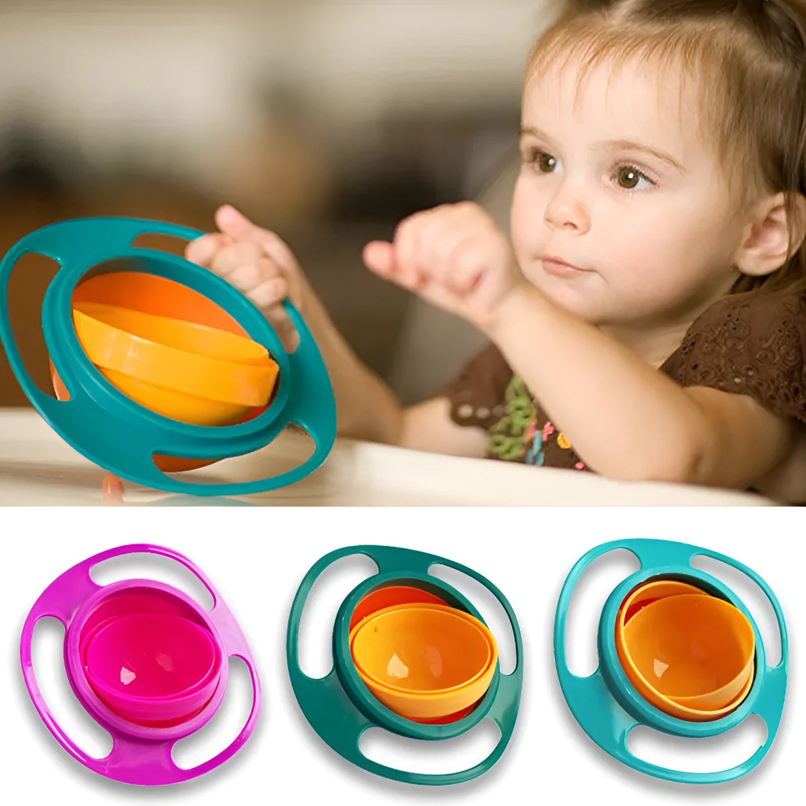 Children's rotating balance bowl in plastic, blue colour, suitable for toddlers over 24 months