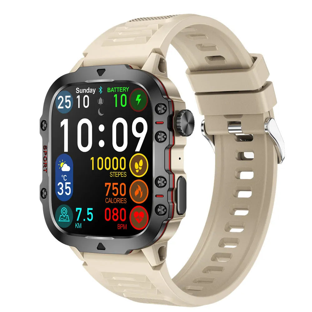 QX11 Smart Bluetooth Watch in black zinc alloy case with TFT touch screen displaying heart rate data