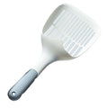 White plastic cat litter scoop with base, 29.5 x 12.8 cm, for cleaning cat litter trays