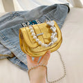 Silver laser pearl women's crossbody bag with square shape and adjustable strap