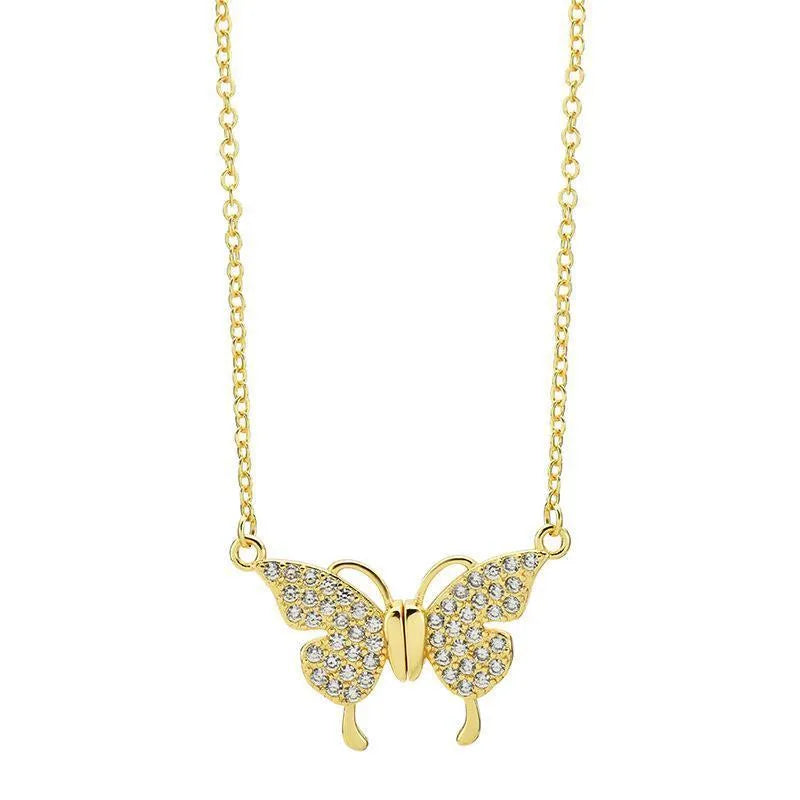 Titanium steel clavicle necklace with magnetic butterfly clasp in gold or silver finish