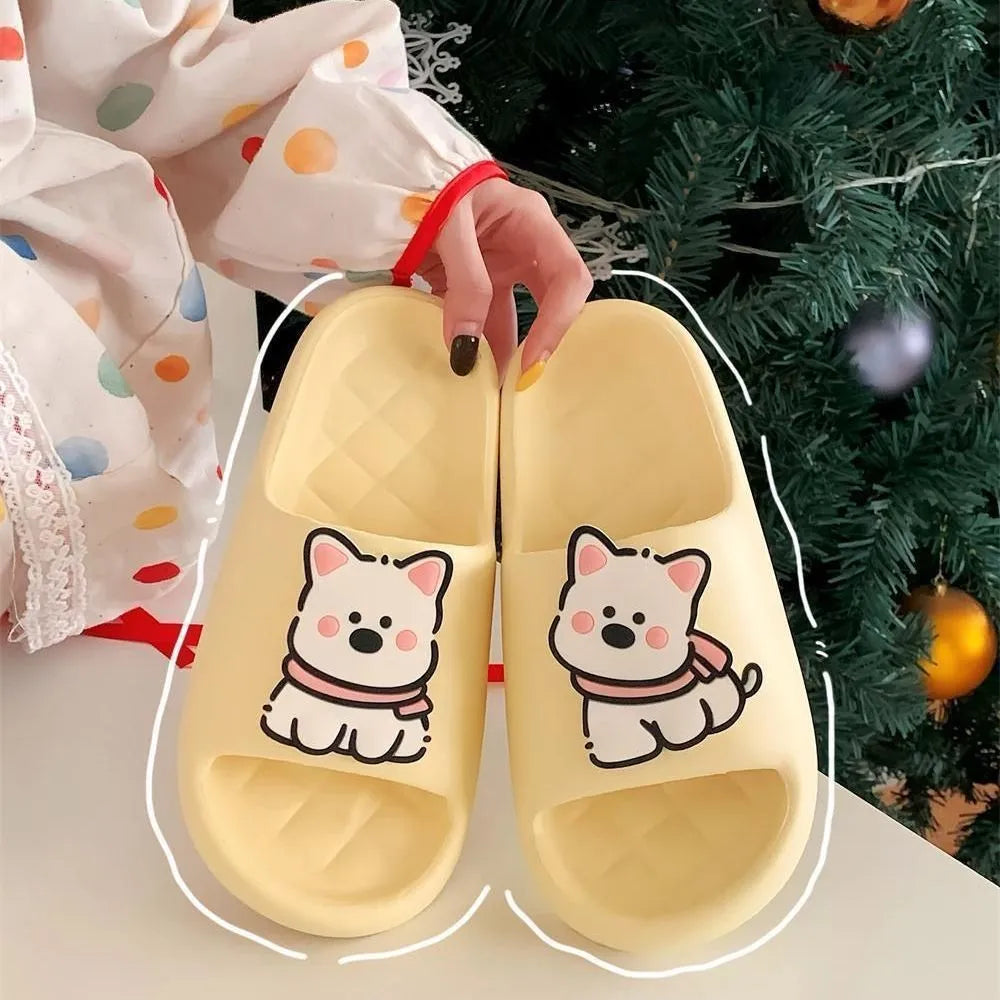 Rhombus pattern flip-flop slippers in PVC material shown in light yellow colour