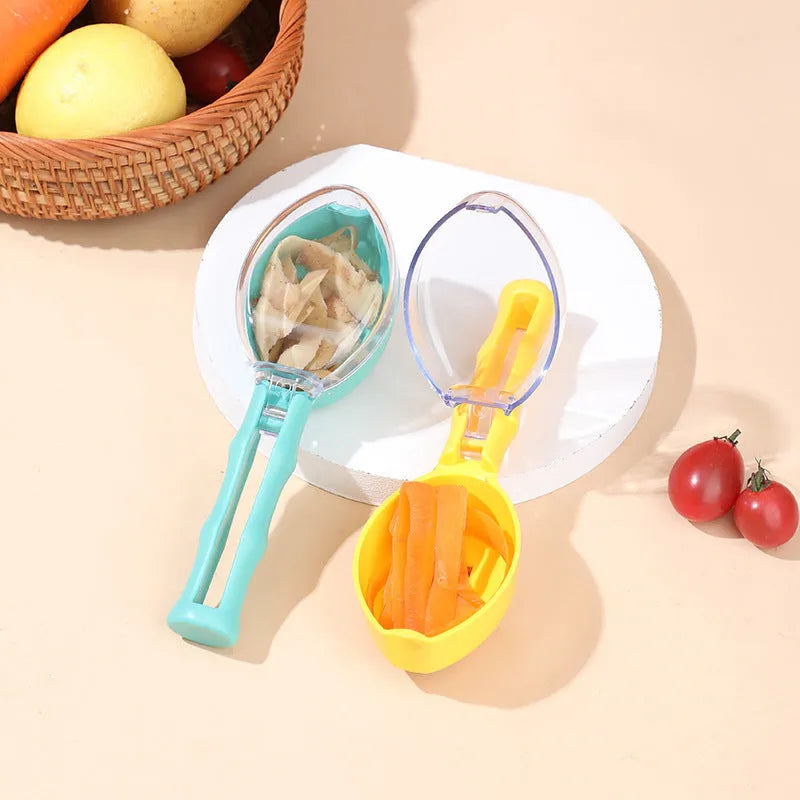 Peeling knife with storage lid stainless steel blade 19x6cm blackish green modern minimalist design