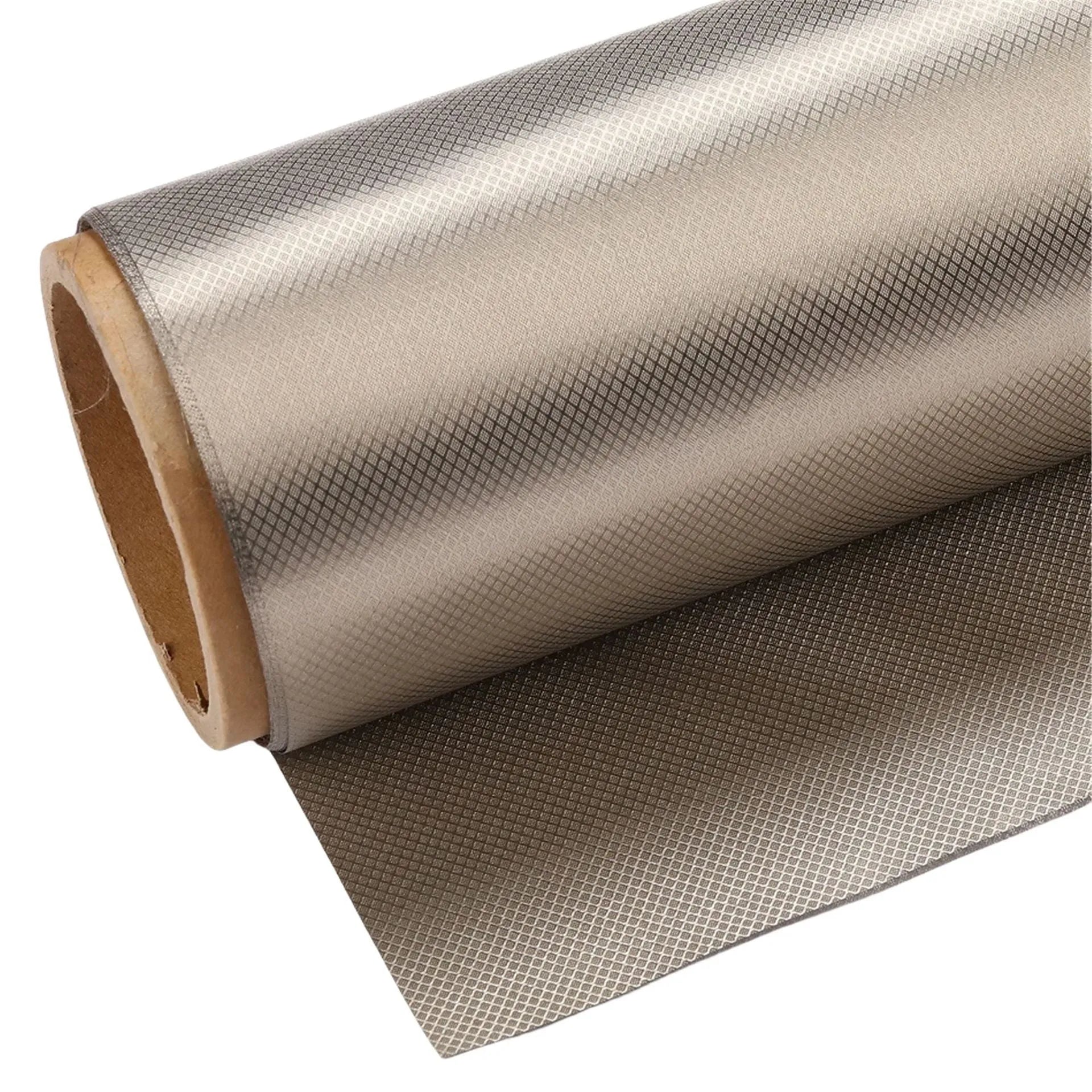 Grey diamond lattice radiation shielding fabric roll with copper-nickel composition for RF protection