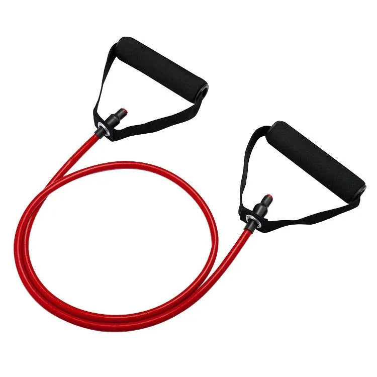Adjustable chest expander fitness equipment with yellow, green, red, blue, and black TPE tension ropes.