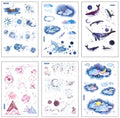Abu Japanese paper sticker set with fantasy stars design measuring 10.5 by 14.1 centimetres