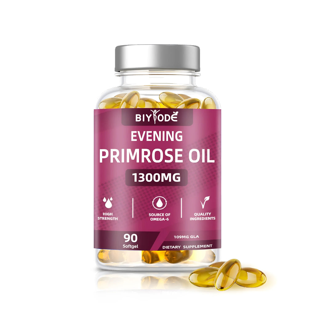 Evening primrose oil herbal soft capsules bottle with 90 capsules for women's health supplement