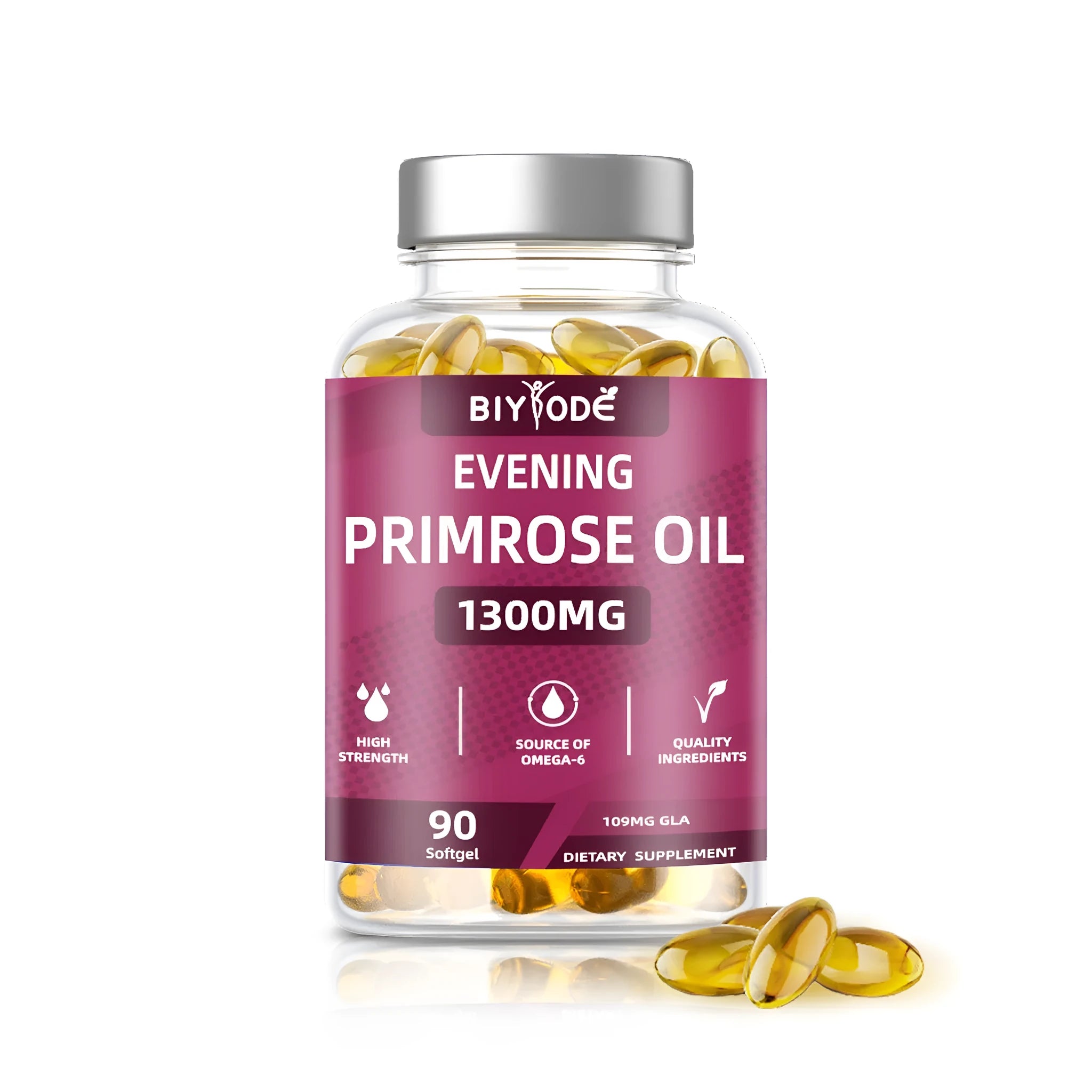 Evening primrose oil herbal soft capsules bottle with 90 capsules for women's health supplement