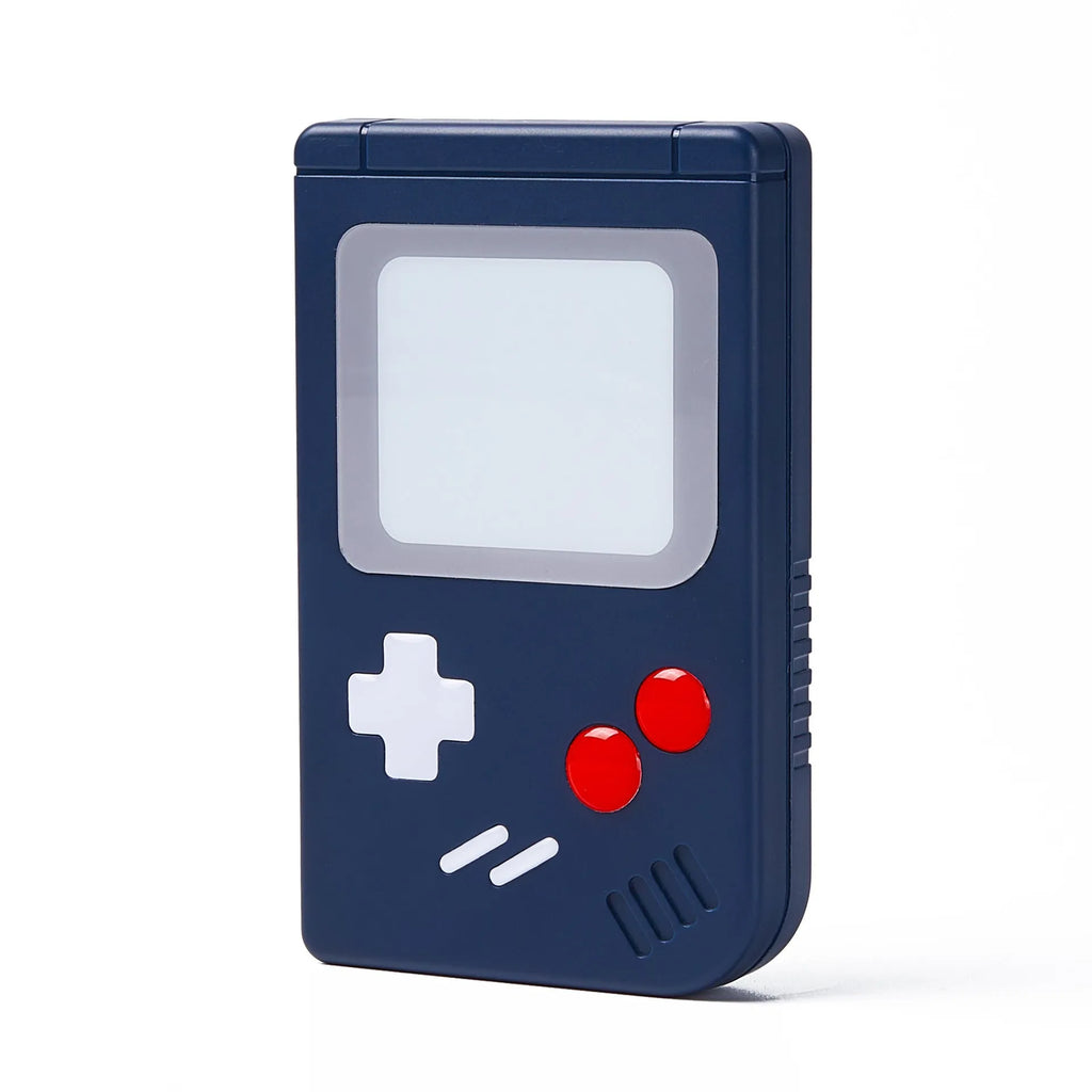 Compact blue Nintendo Switch game card storage box with snap-lid closure.