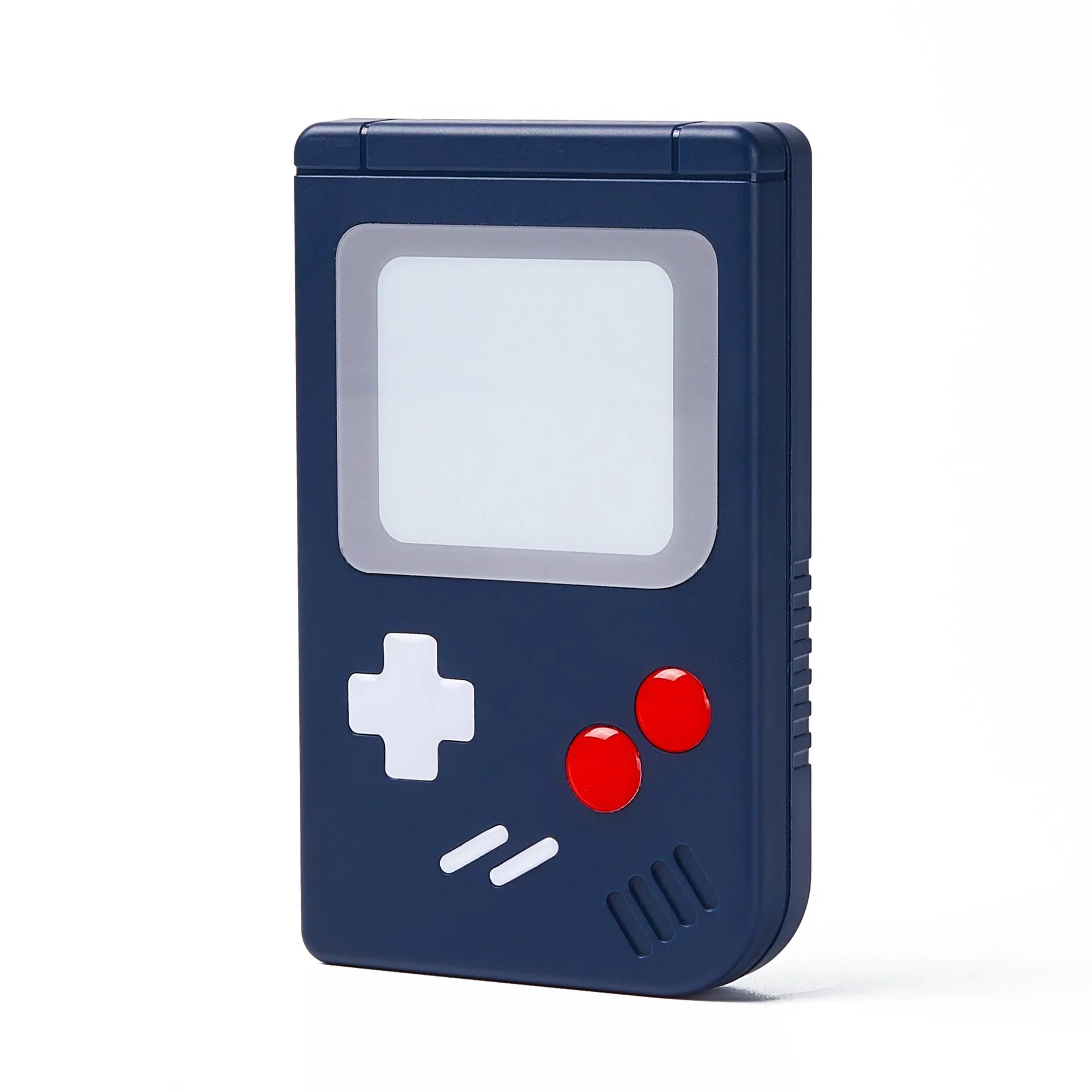Compact blue Nintendo Switch game card storage box with snap-lid closure.