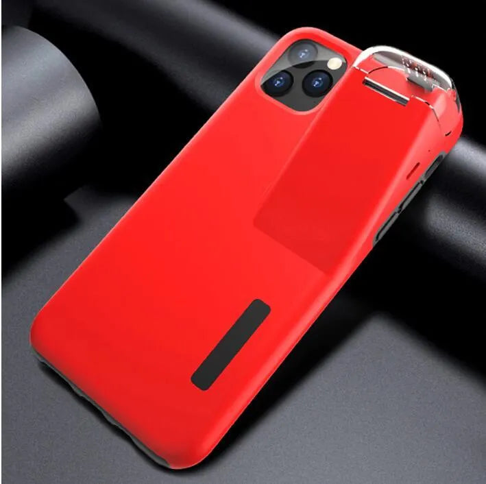 Black matte acrylic and silicone airpods case cover attached to an iPhone charging case
