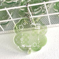 Acrylic four-leaf clover keychain pendant in blue, green, or mint green