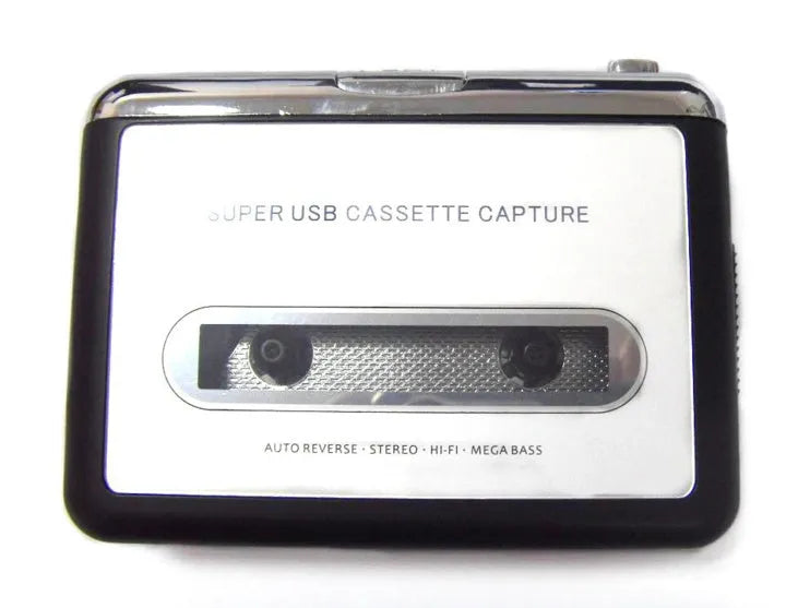 Cassette tape to MP3 converter device with USB cable and headphones for digital audio conversion