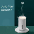 Porcelain white desktop humidifier with lamp showing 360ml water tank and compact design