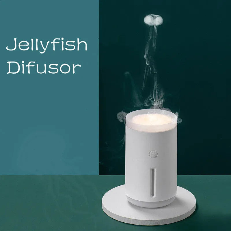 Porcelain white desktop humidifier with lamp showing 360ml water tank and compact design