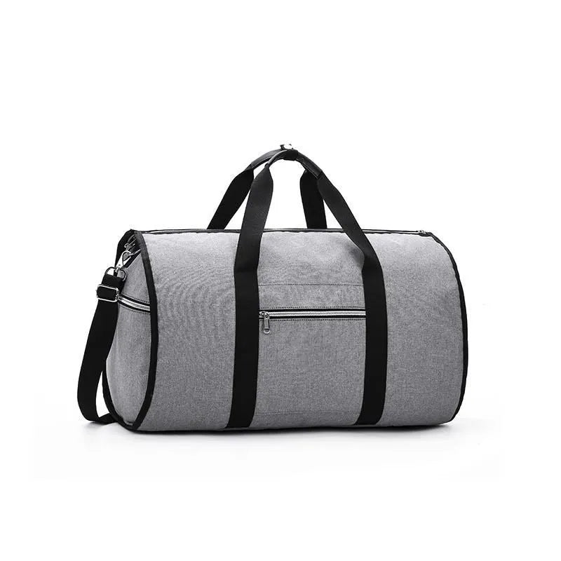 Cylinder-shaped medium travel bag in Oxford cloth, shown in black with a zipper opening.