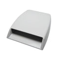 Decorative car air vent grille in ABS plastic shown in black, white, and silver colour options.